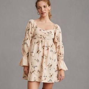 Anthropologie floral smocked mini dress